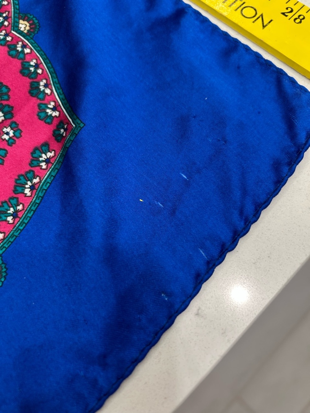 (3 for $10) Vibrant Blue Paisley Square Scarf - Picture 3 of 8